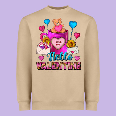 Hello Valentine Valentines Day Coffee Mug Heavyweight Sweatshirt Designed By Fadigitalartstudio