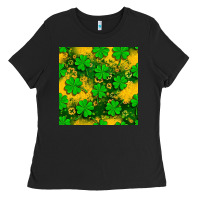 Black St. Patricks clover pattern digital paper Ladies Tee - BundleAndBundleShop