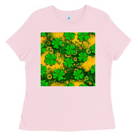 St. Patricks Clover Pattern Digital Paper Ladies Tee | Teevron