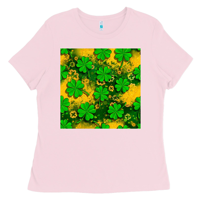 St. Patricks Clover Pattern Digital Paper Ladies Tee by BundleAndBundleShop | Teevron