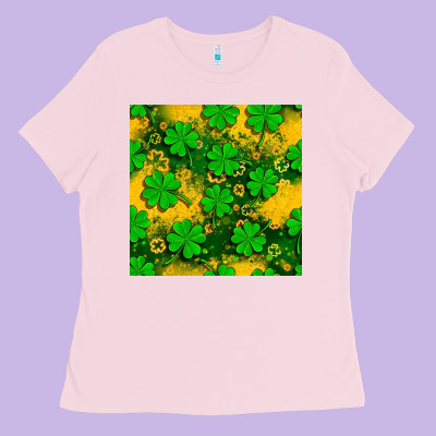 St. Patricks Clover Pattern Digital Paper Ladies Tee Designed By Bundleandbundleshop