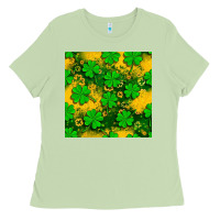 Matcha St. Patricks clover pattern digital paper Ladies Tee - BundleAndBundleShop