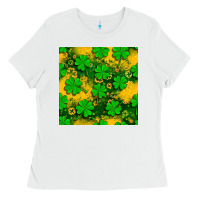 White St. Patricks clover pattern digital paper Ladies Tee - BundleAndBundleShop