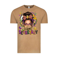 Mardi Gras School Secretary Caucasian Messy Bun Vintage Tee | Teevron