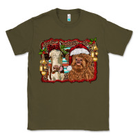 Army Green christmas heifer and highland cow with serape background Classic Tee - RanaPortraitStore