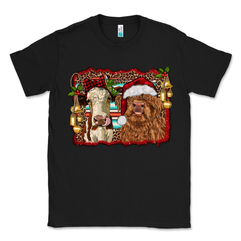 Christmas Heifer And Highland Cow With Serape Background Classic Tee by RanaPortraitStore | Teevron
