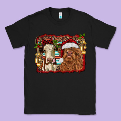 Christmas Heifer And Highland Cow With Serape Background Classic Tee Designed By Ranaportraitstore