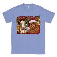 Colony Blue christmas heifer and highland cow with serape background Classic Tee - RanaPortraitStore