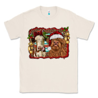 Natural christmas heifer and highland cow with serape background Classic Tee - RanaPortraitStore