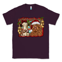 Plum christmas heifer and highland cow with serape background Classic Tee - RanaPortraitStore