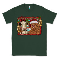Sports Green christmas heifer and highland cow with serape background Classic Tee - RanaPortraitStore