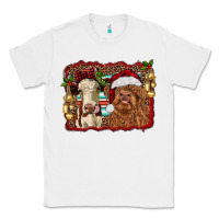 White christmas heifer and highland cow with serape background Classic Tee - RanaPortraitStore
