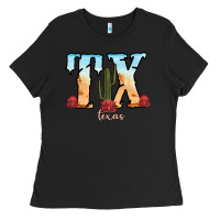 Black texas cactus Ladies Tee - RanaPortraitStore