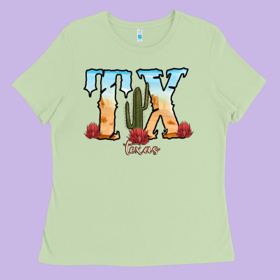 Texas Cactus Ladies Tee Designed By Ranaportraitstore