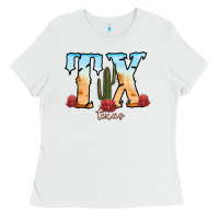 White texas cactus Ladies Tee - RanaPortraitStore