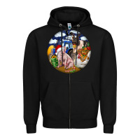 Black Farm And Pig Zipper Hoodie - FaDigitalArtStudio
