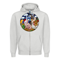 Dove Grey Farm And Pig Zipper Hoodie - FaDigitalArtStudio