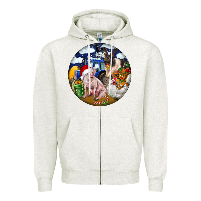 Farm And Pig Zipper Hoodie by FaDigitalArtStudio | Teevron