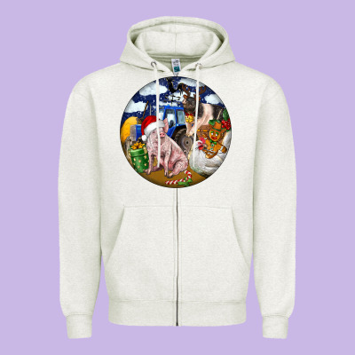 Farm And Pig Zipper Hoodie Designed By Fadigitalartstudio