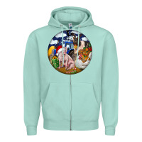 Seafoam Farm And Pig Zipper Hoodie - FaDigitalArtStudio