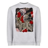 Heather Grey Two skeletons hugging Valentine's Day Heavyweight Sweatshirt - FaDigitalArtStudio