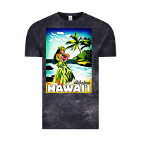 Cloud Black hawaii hula girl Vintage Tee - artisFamous