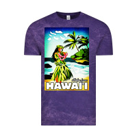 Cloud Purple hawaii hula girl Vintage Tee - artisFamous