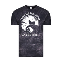 Cloud Black i love horror movies and my corgi funny corgi Vintage Tee - artisFamous