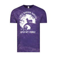 Cloud Purple i love horror movies and my corgi funny corgi Vintage Tee - artisFamous
