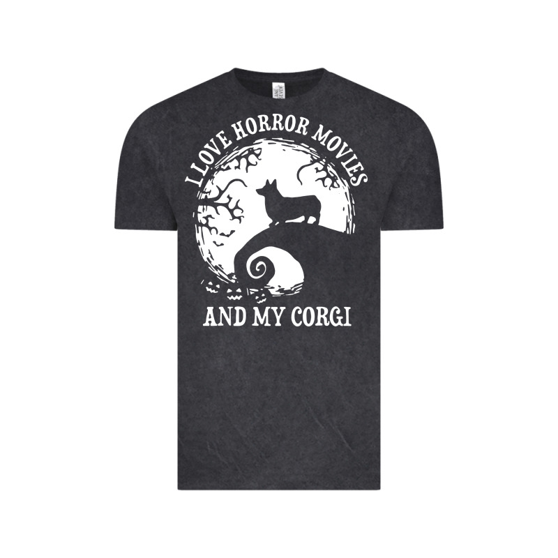 I Love Horror Movies And My Corgi Funny Corgi Vintage Tee by artisFamous | Teevron