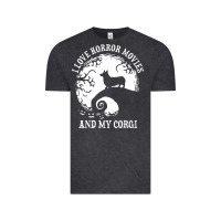 Vintage Black i love horror movies and my corgi funny corgi Vintage Tee - artisFamous