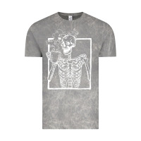 Cloud Rock distressed skeleton vintage smiling skull drinking coffee Vintage Tee - artisFamous