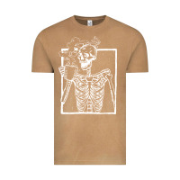 Vintage Camel distressed skeleton vintage smiling skull drinking coffee Vintage Tee - artisFamous