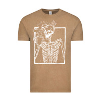 Vintage Coffee distressed skeleton vintage smiling skull drinking coffee Vintage Tee - artisFamous