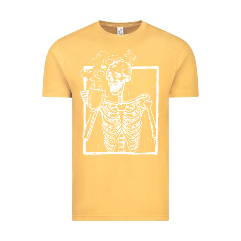 Distressed Skeleton Vintage Smiling Skull Drinking Coffee Vintage Tee by artisFamous | Teevron