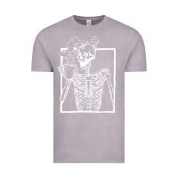 Vintage Zinc distressed skeleton vintage smiling skull drinking coffee Vintage Tee - artisFamous