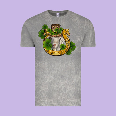 St Patricks Day Goat Horseshoe Shamrock Vintage Tee Designed By Ranaportraitstore