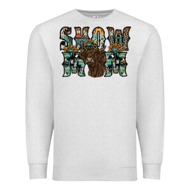 Show Mom Highland Cow Premium Sweatshirt by SublimationCraftShop | Teevron