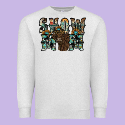 Show Mom Highland Cow Premium Sweatshirt Designed By Sublimationcraftshop