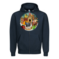 Navy Christmas coop ornament Zipper Hoodie - FaDigitalArtStudio