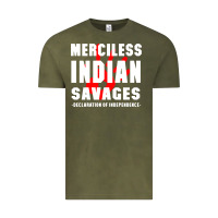 Vintage Olive merciless indian savages Vintage Tee - artisFamous