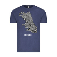 Vintage Denim chicago typography neighborhood map Vintage Tee - artisFamous