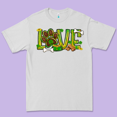 St. Patrick's Day Love Dog Paw Premium Tee Designed By Bundleandbundleshop