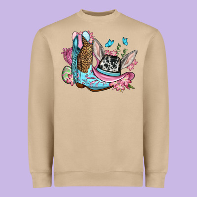 Easter Cowboy Boots Hat Heavyweight Sweatshirt Designed By Oliviacreatesart