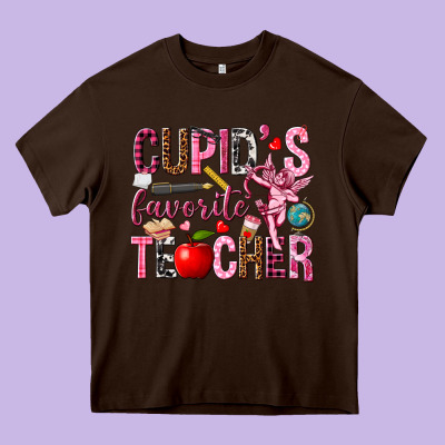 Cupids Favorite Teacher Heavy Core Tee Designed By Nancycooperartshop