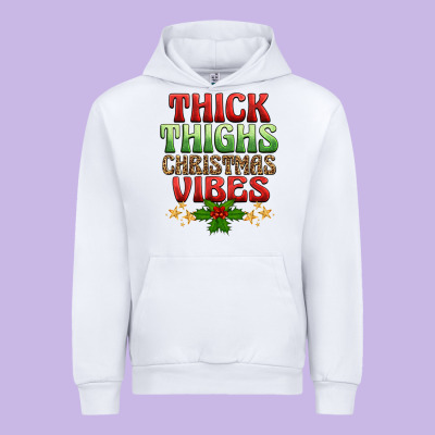 Thick Thighs Christmas Vibes Urban Hoodie Designed By Barkaloodesign