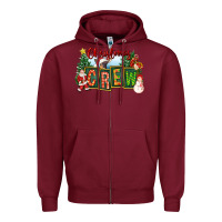 Burgundy Christmas Crew Zipper Hoodie - FaDigitalArtStudio