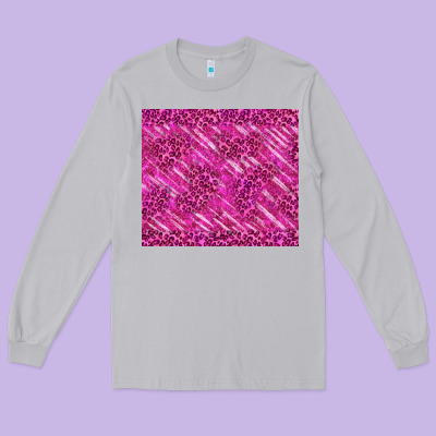 Pink Glitter With Leopard Pattern Long Sleeve Tee Designed By Tumblerdesignbyshophia