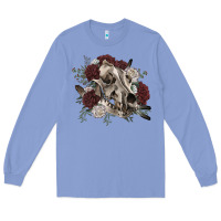 Floral Boho Wolf Skull Long Sleeve Tee | Teevron