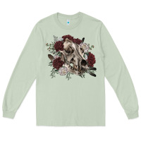 Matcha Floral boho wolf skull Long Sleeve Tee - RanaPortraitStore